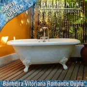 Banheira Vitoriana Romance Dupla Pés Brancos 1,72m